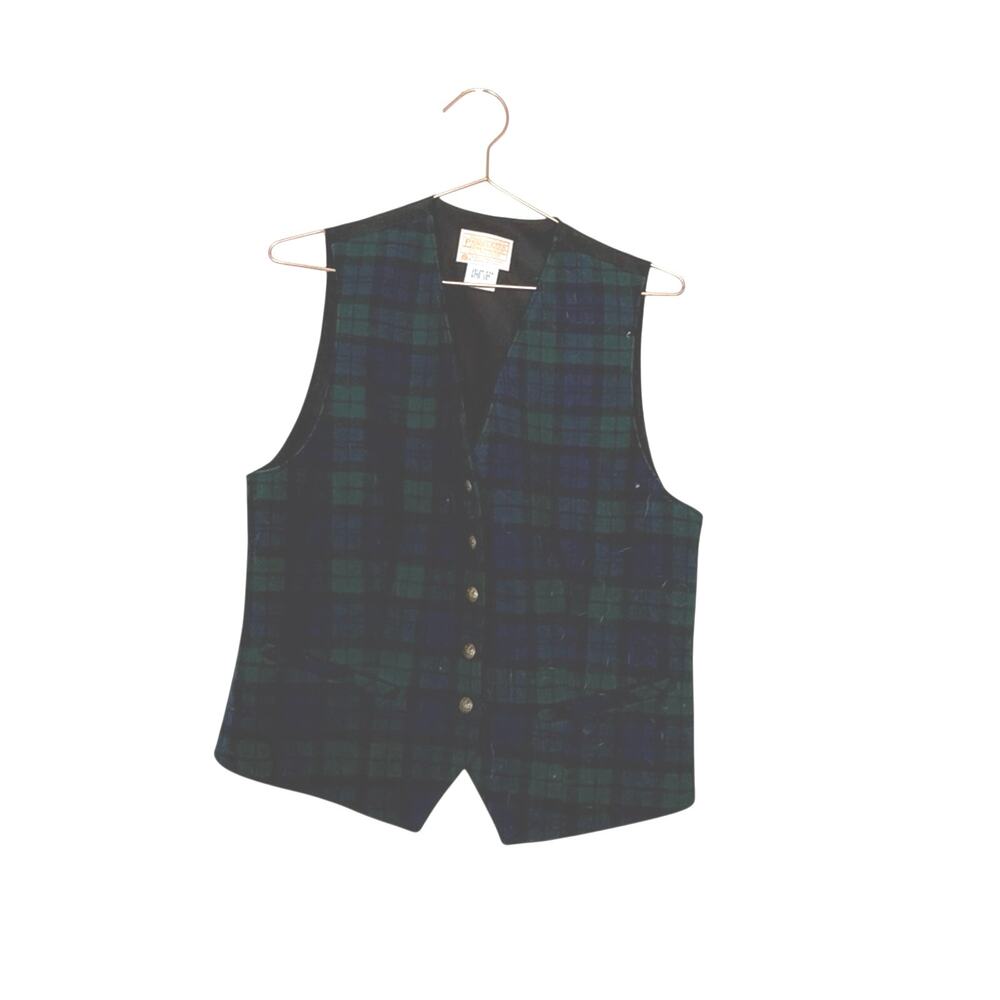 Pendleton Green and Blue Plaid Vest